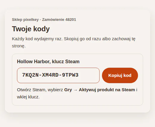 Wygląd Soft: kremowa karta z cieniem, zaokrąglone ramki i przycisk w kształcie pigułki.